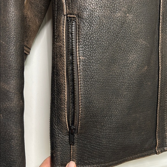 Black Rivet Men's Dark Brown Leather Biker Jacket: AWESOME JACKET 🤘🏻 - Picture 5 of 10